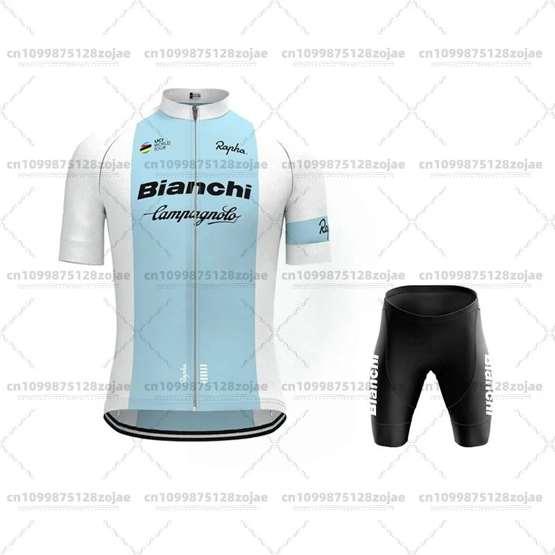 2025 Men's Retro Short Sleeve Jersey BIANCHI Cycling Jersey Bicycle Summer Short Sleeve Quick Dry Cycling Suit Kit