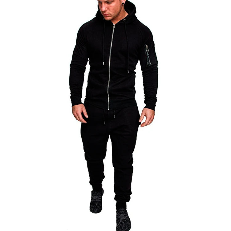 2025 New Men's Sportswear Set Two-piece Casual Jogging Warm Breathable Fitness Sportswear Set Military Tactical Hoodie + Trouser
