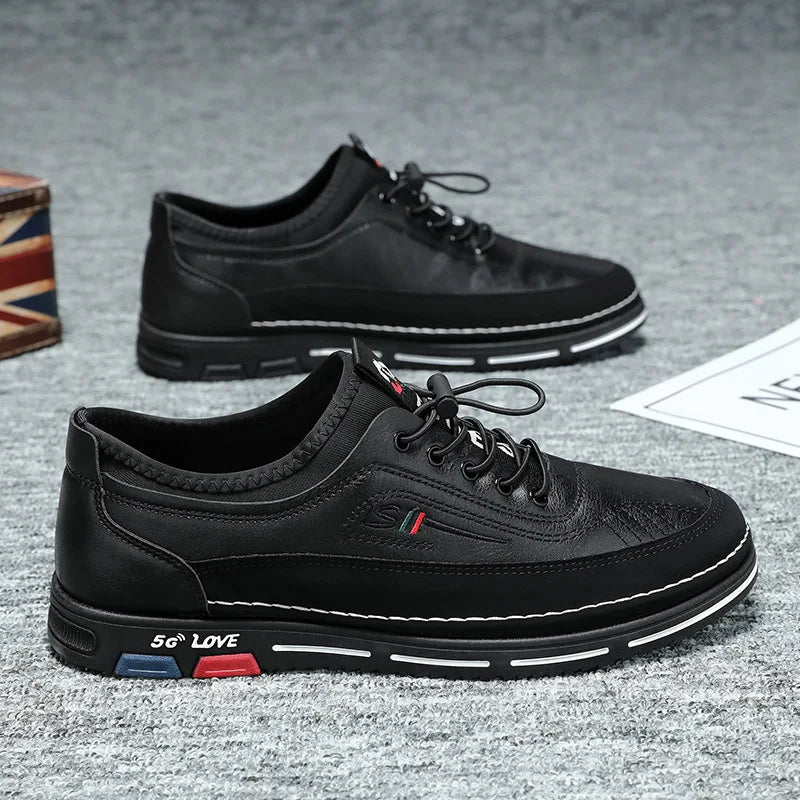 New leather sports shoes, casual shoes, men's trendy and versatile, retro board shoes, soft-soled dad shoes