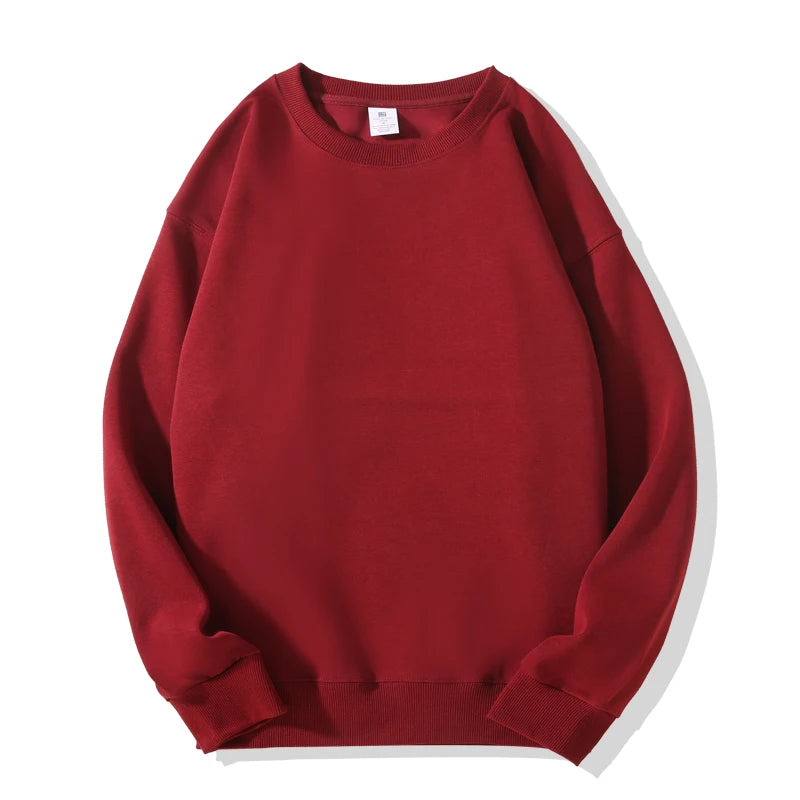 New Heavy Fabric Men/Women Simple Style Sweatshirts Fashion Soild Color O Neck Loose Hoodies Autumn Casual Pullover Tops
