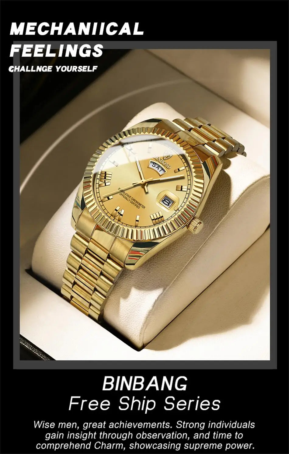 2025 New Men Business Watches Fashion Arabic Dial Steel Band Male's Luminous Waterproof Quartz Watch Set(Gift box regulator Box）