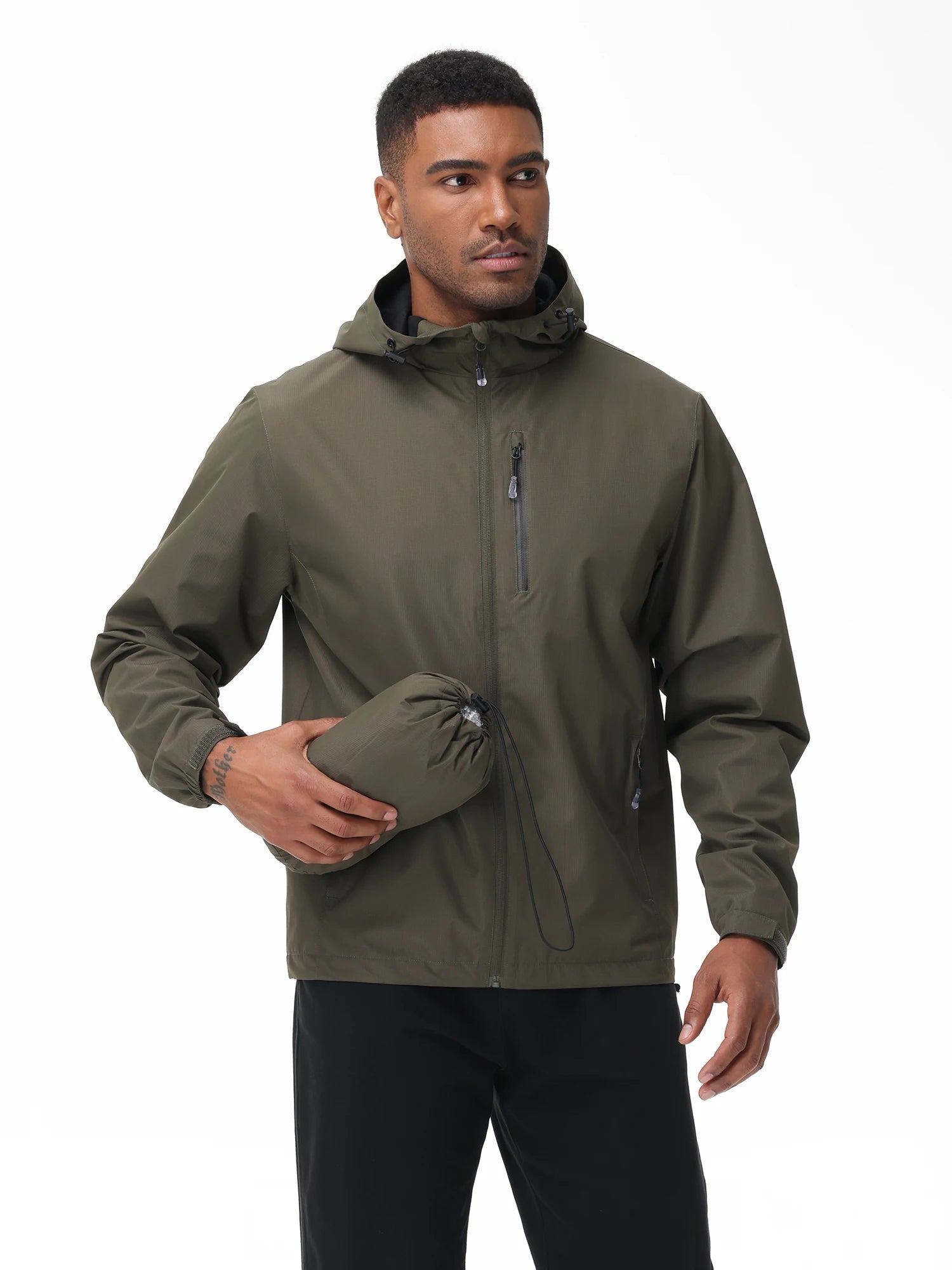 Summer Men's Raincoat, Waterproof Lightweight Breathable Jacket for Camping Hiking Cycling Fishing with Inner Pocket