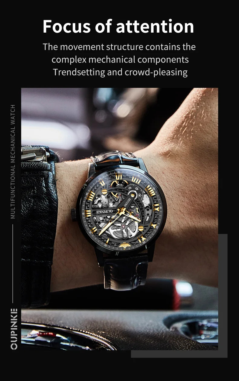 OUPINKE Great Price Reduction Luxury Brand Men Watch Gold Fully Automatic Mechanical Watch Waterproof Luminous Original Watch