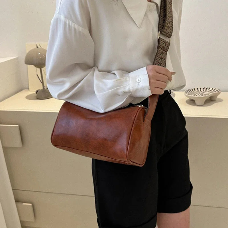 Leather Boston Women Small Handbag