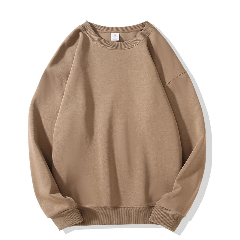 New Heavy Fabric Men/Women Simple Style Sweatshirts Fashion Soild Color O Neck Loose Hoodies Autumn Casual Pullover Tops