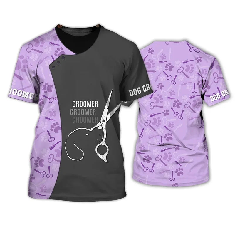 3D Print Pet Groomer Grapgic T-Shirts For Men Women Dog Cat Grooming Pattern Tee Tops Casual O-Neck Oversized TShirt Streetwear