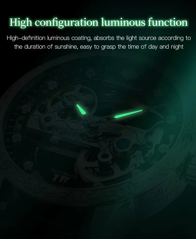 JSDUN 8917 Mens Watch Leather Strap Original Business Multifunctional Mechanical Watch﻿ Waterproof Watches For Man Gifts