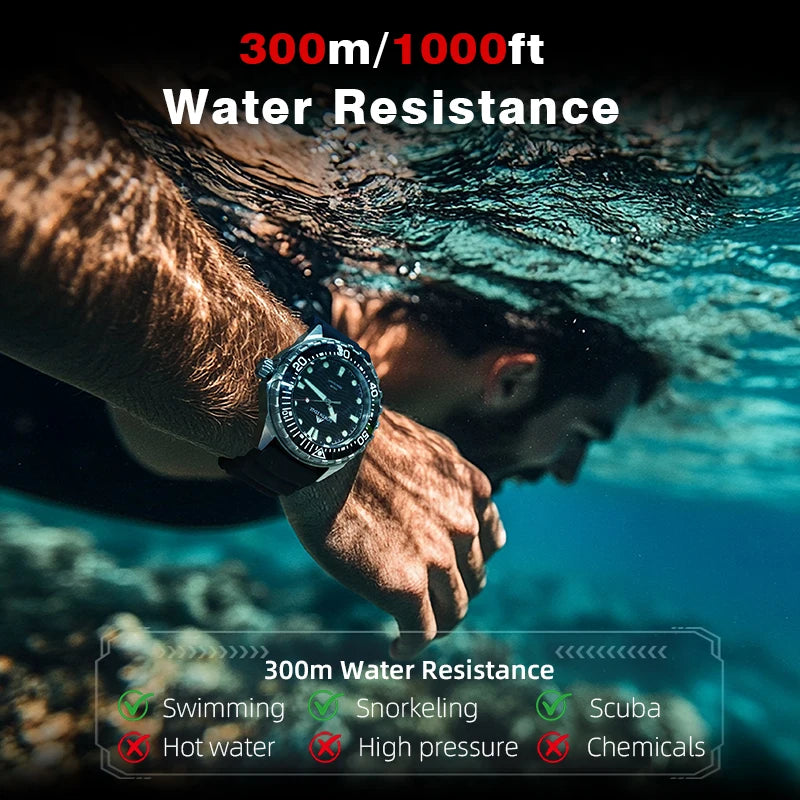 2025 New  NORTH EDGE TRITON Solar Powered Dive Watch Men Luxury Quartz Watches For Men 316L Stainless Steel Case Waterproof 300M