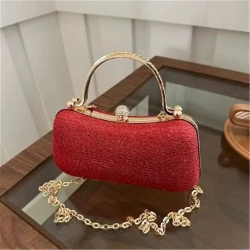 Shiny Mini Evening Bag, Rhinestone Chain Purse