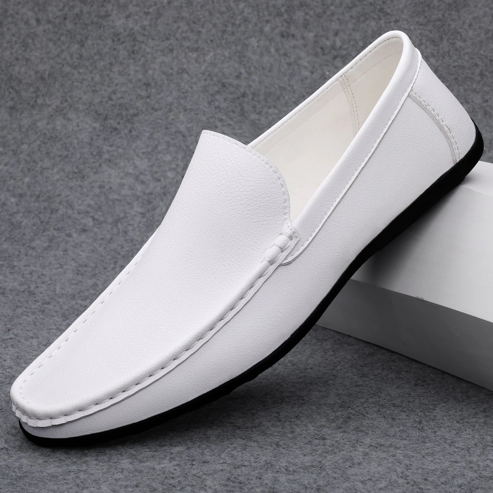 Man Casual Shoes Leather Slip On Super Lightweight Male Shoes