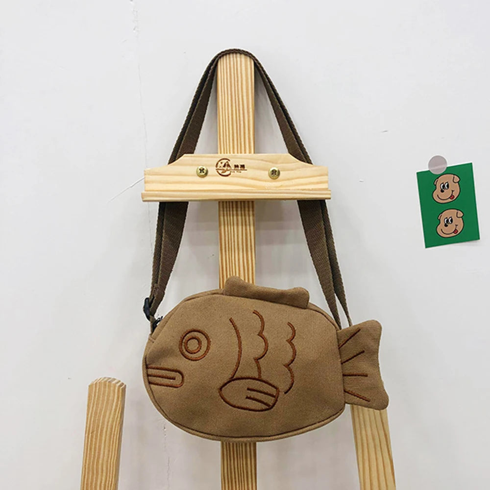 Fish Shape Canvas Messenger Bag