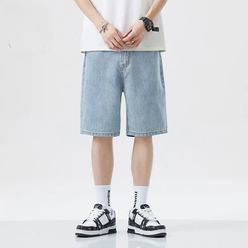 2025 Baggy Jeans Shorts for Men Casual Loose Fit Wide Leg Denim Jorts Y2K Vintage Hip Hop Skateboard Long Jorts Male Streetwear