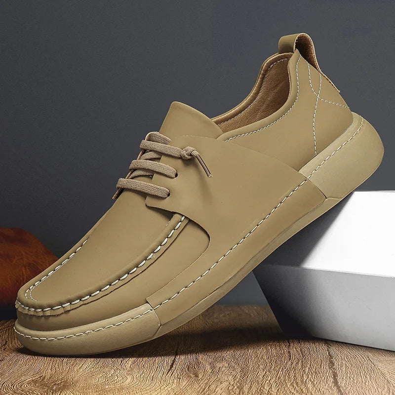 White Handmade Genuine Leather Casual Men Shoes