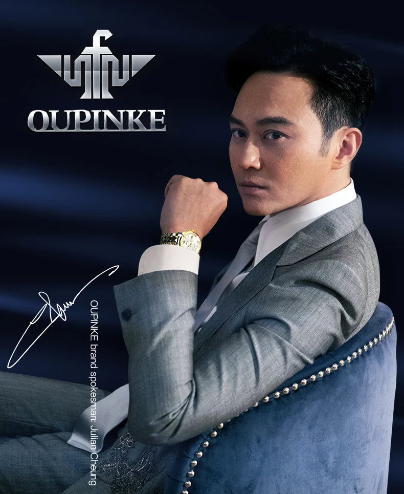 OUPINKE 8002 Watch Man Hollow Deep Waterproof Tourbillon Mechanical Watch For Men Synthetic Sapphire Mirror Fashion Hand Clock