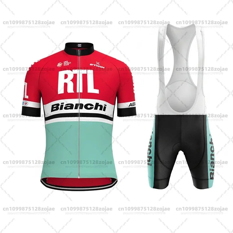 2025 Men's Retro Short Sleeve Jersey BIANCHI Cycling Jersey Bicycle Summer Short Sleeve Quick Dry Cycling Suit Kit