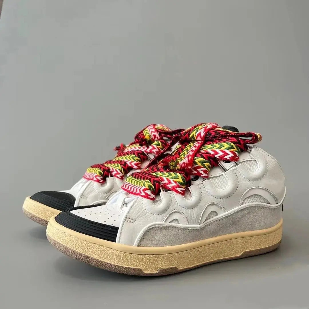 2025 New Men's Women's sports shoes Casual Shoes Splicing color design Thick tongue Colorful shoelace Matching fashion Shoes