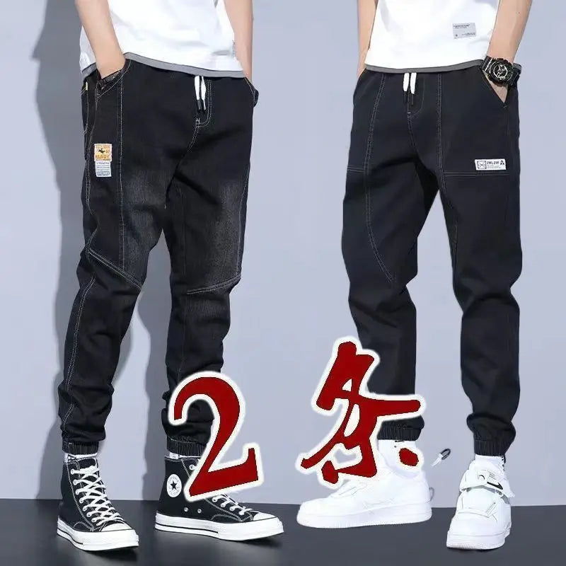 Loose Fit Men's Denim Jeans Casual Workwear Harlan Pants Trousers Harajuku Sle Cotton Polyester Blend Wear Resistant