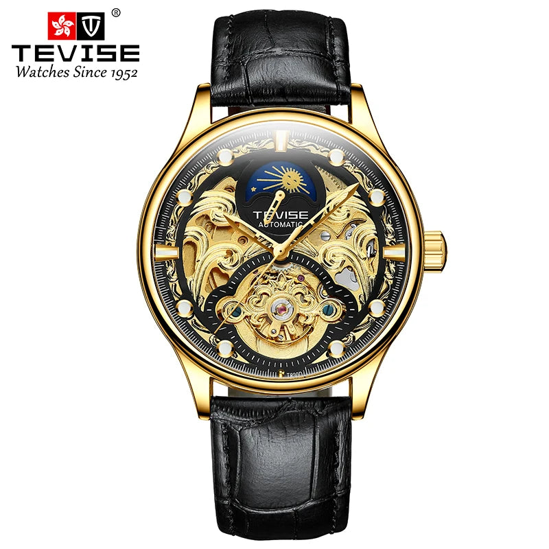 TEVISE New Watch Hollow out Waterproof Business Casual Watch Fully Automatic Men's Mechanical Watch T820D