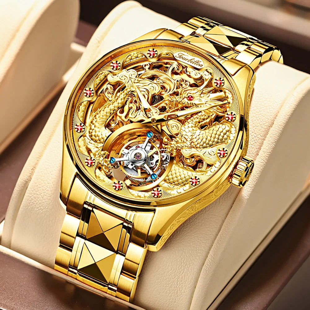 OUPINKE Original Genuine Watch Luxury Tourbillon Mechanical Business Men's Watch Automatic Mechanical Fashion Wristwatch Clock