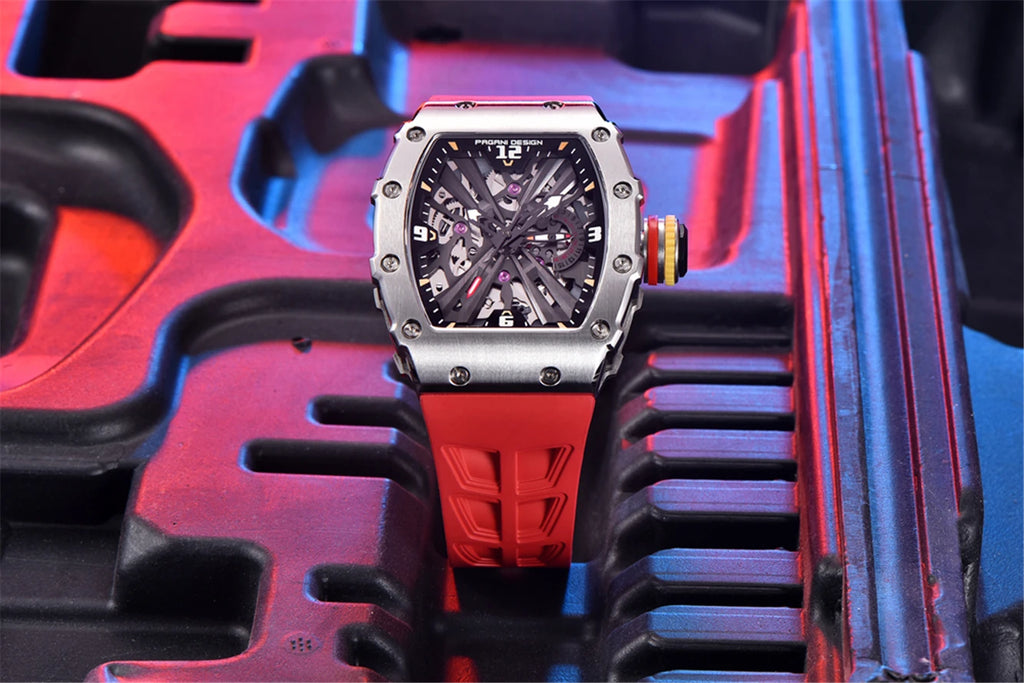 PAGANI DESIGN New VH65 Watch For Men Skeleton Quartz Wristwatch Sapphire Glass Silicone Original Luxury Men Watch Gift With Box