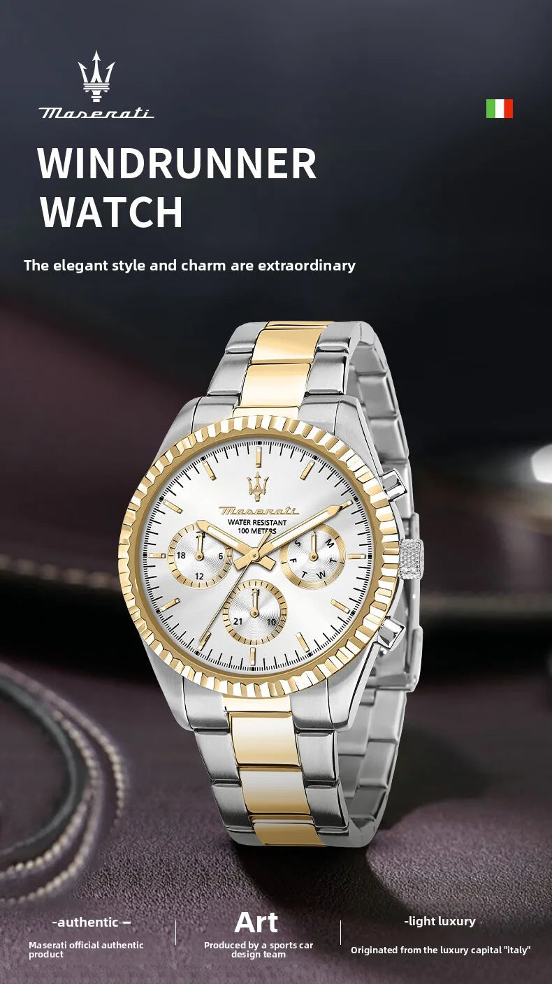 Original Maserati watches men's luxury gold fashion trend dial Shi Ying European and American business watch blue gold R88531000
