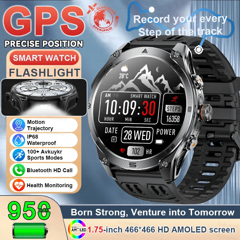 New Premium GPS SmartWatch Outdoor Altimeter Barometer Swim Sports Watch IP69 Waterproof Compass Military Smart Watches For Man