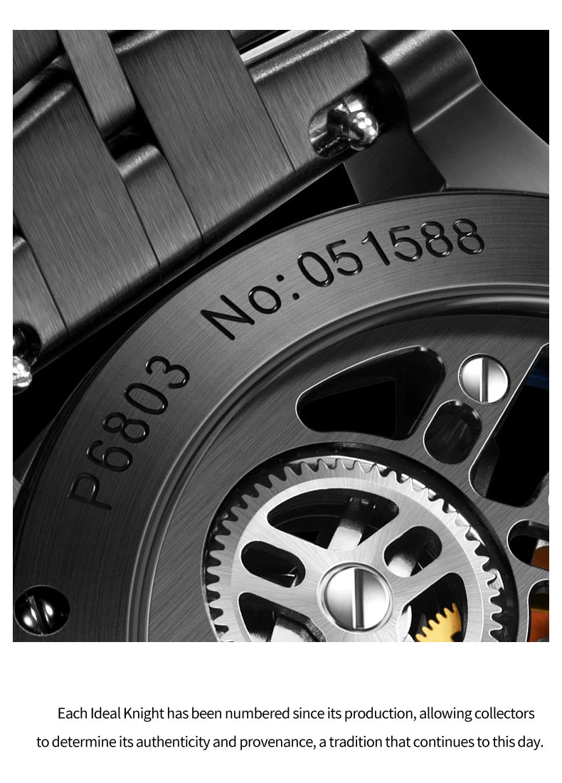 IDEAL KNIGHT 6803 Tourbillon Watch Automatic Mechanical Watch Luminous Waterproof Clock High Quality Fashion Business Men Watch