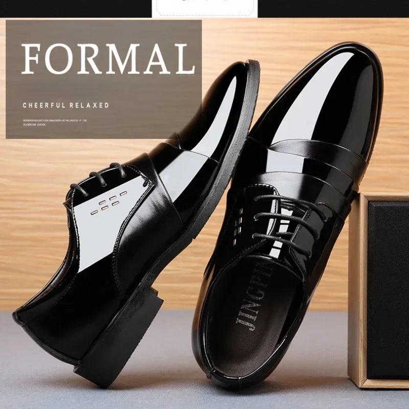 Business Dress Men Shoes Luxury Mens Dress Shoes Patent Leather Oxford Shoes for Men Oxfords Footwear High Quality Leather