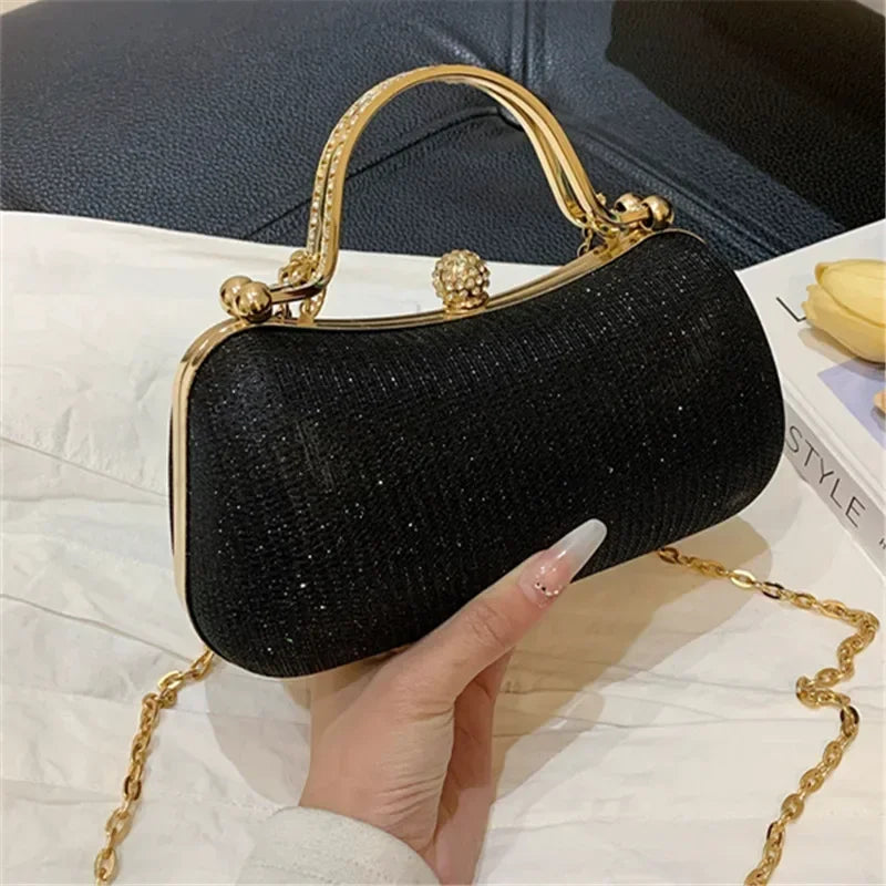 Shiny Mini Evening Bag, Rhinestone Chain Purse