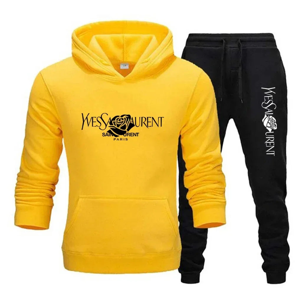 2025 Men's Casual Sports Suit with Hoodie and Sweatpants for Autumn and Winter Outdoor Sports Fashion Men's Clothing.