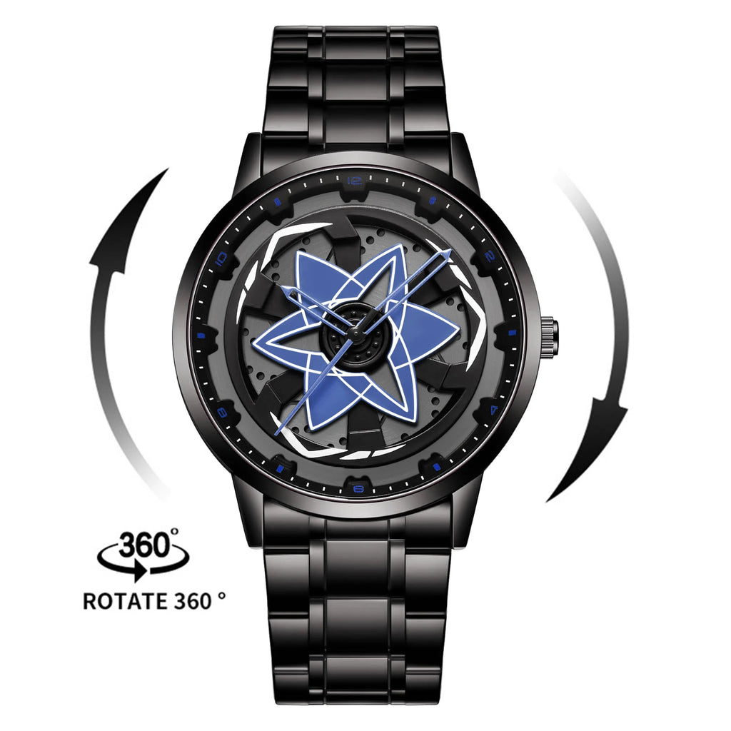 Kaleidoscope Sharingan Rotary Dial Watch 3D Japanese Anime Dial Quartz Men's Watch Top Brand Luxury Waterproof Fashion Men Watch