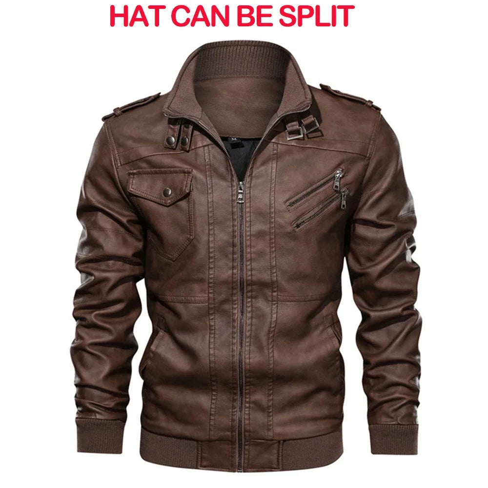 New Men's Leather Jackets Autumn Casual Motorcycle PU Jacket Biker Leather Coats  Biker Jacket Men Leather Jacket Men