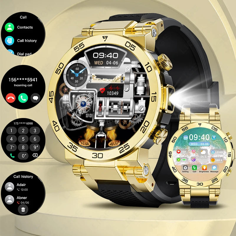 LIGE Fashion LED Flashlight Smart Watch For Men Custom Watch Face Bluetooth Call  Bracelet Sport Blood Oxygen Monitor Smartwatch