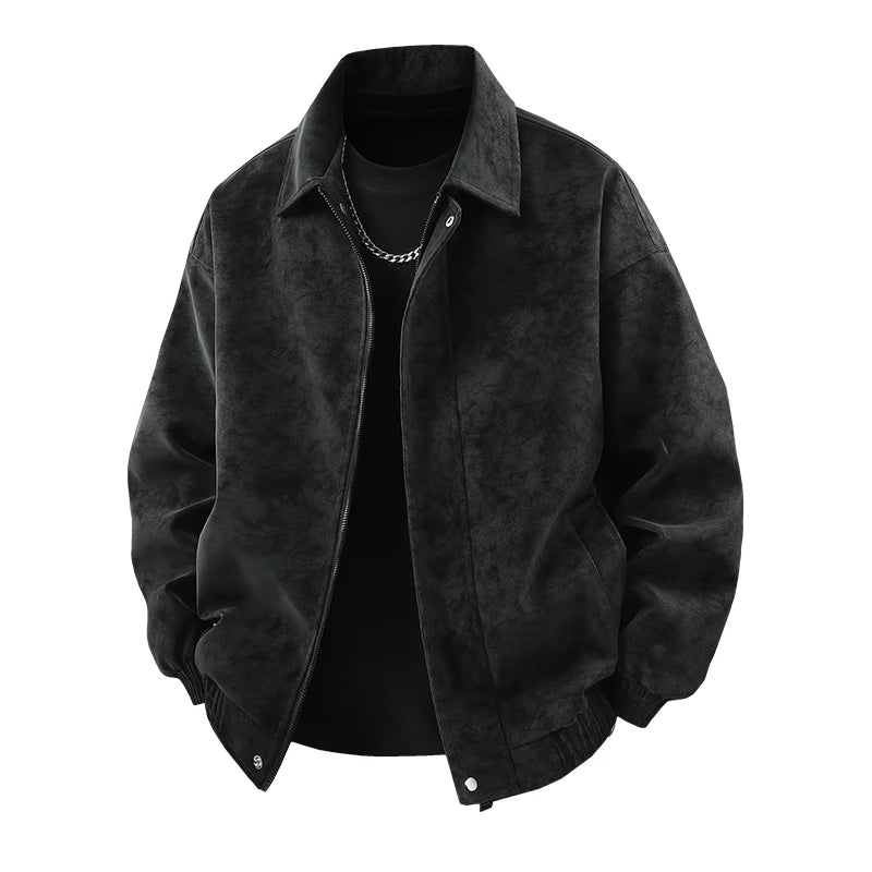 Jacket men's loose leather jacket locomotive suit men's gangster handsome hip-hop European and American street trend jacket