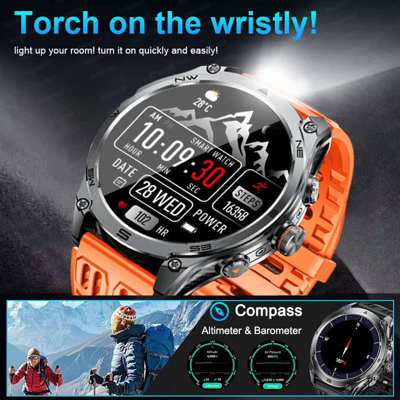New Premium GPS SmartWatch Outdoor Altimeter Barometer Swim Sports Watch IP69 Waterproof Compass Military Smart Watches For Man