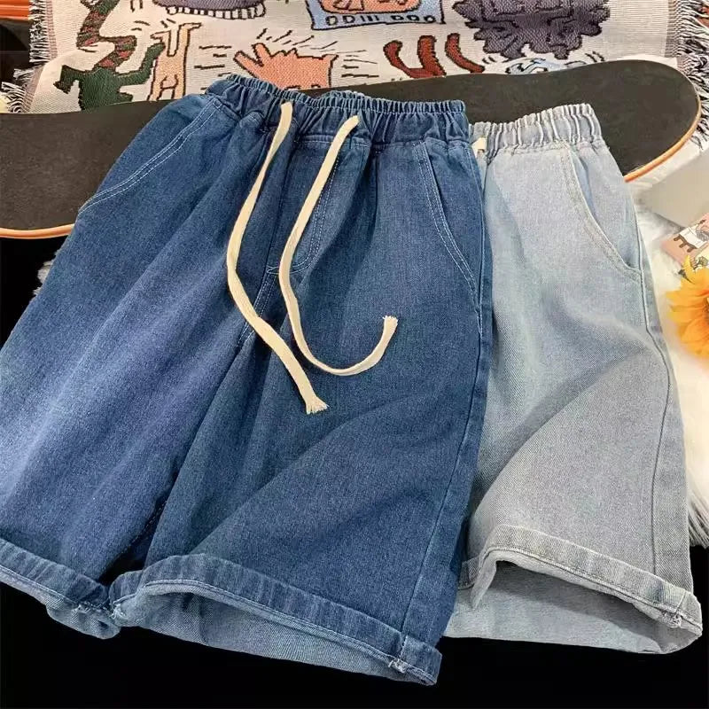 2025 Baggy Jeans Shorts for Men Casual Loose Fit Wide Leg Denim Jorts Y2K Vintage Hip Hop Skateboard Long Jorts Male Streetwear