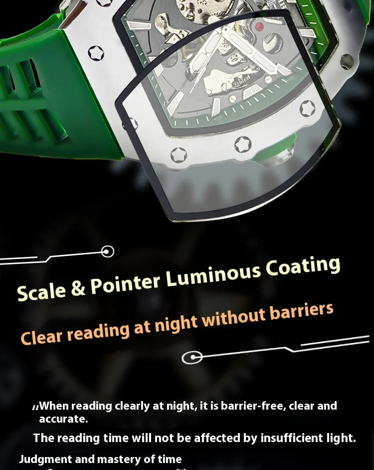Men's luxury automatic Mechanical Watch  Sport Outdoor tourbillon waterproof luminous Fashion watch for men reloj hombre