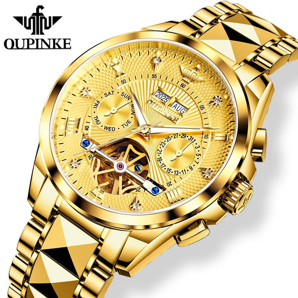 OUPINKE 3270 Mens Watch Automatic Mechanical Watch﻿ Waterproof Luminous Watches For Man Tungsten Steel Imported Movement Reloj