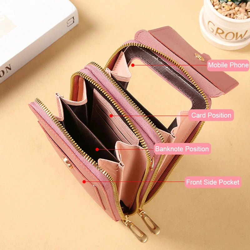 Soft Leather Wallets Hand Purses Crossbody Bags for Women