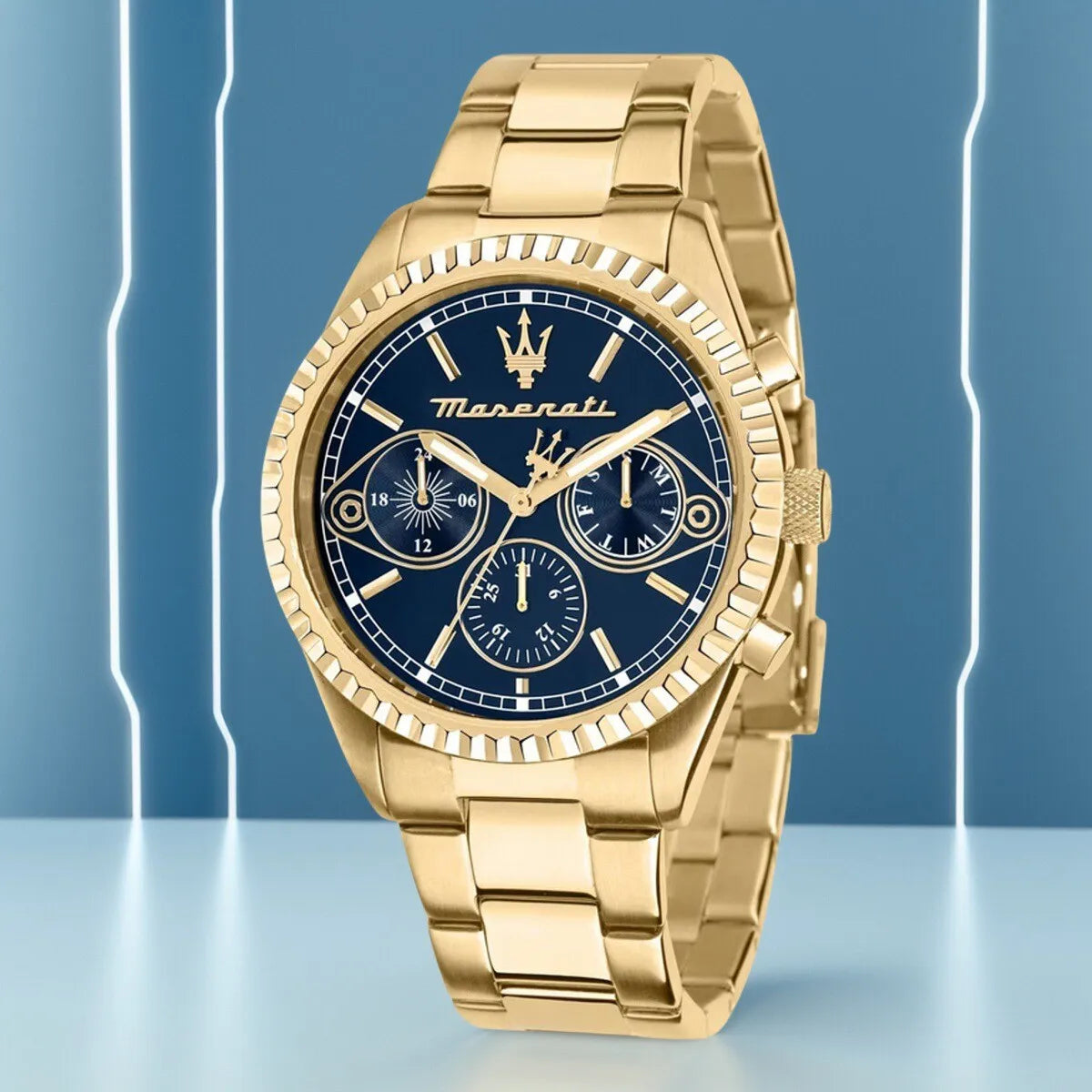 Original Maserati watches men's luxury gold fashion trend dial Shi Ying European and American business watch blue gold R88531000
