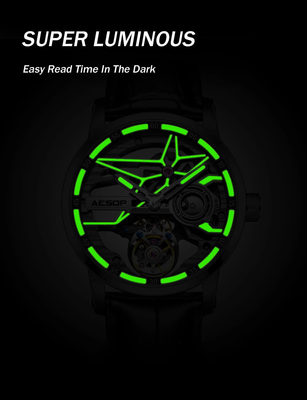 AESOP Flying Tourbillon Watch for Men Skeleton Automatic Tourbillon Movement Mechanical Wrist Watches Mens Fashion Sapphire New