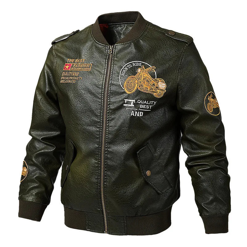 New Spring and Autumn Coat, Flying PU Leather Jacket, Slim Fit Hardcore Men's Youth Leather Jacket