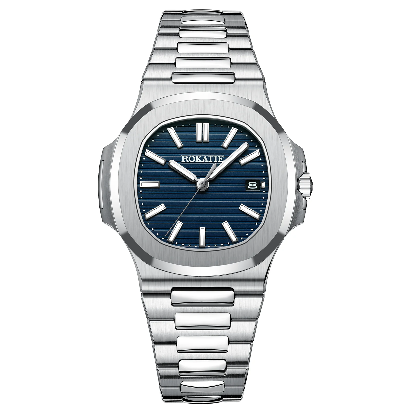 ROKATIE Mechanical Watches Luminous Needle Stainless Steel 316L 9015 Movement Automatic Watch 5ATM Waterproof Automatic Watch