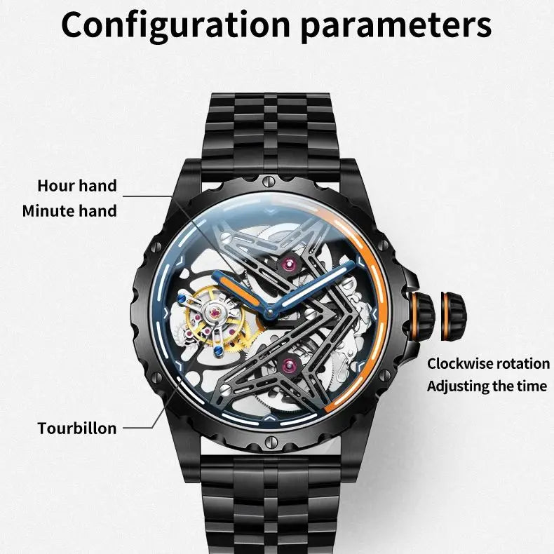 IDEAL KNIGHT 6803 Tourbillon Watch Automatic Mechanical Watch Luminous Waterproof Clock High Quality Fashion Business Men Watch