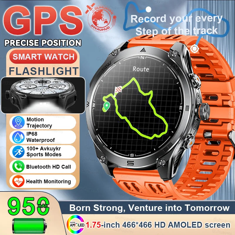 New Premium GPS SmartWatch Outdoor Altimeter Barometer Swim Sports Watch IP69 Waterproof Compass Military Smart Watches For Man