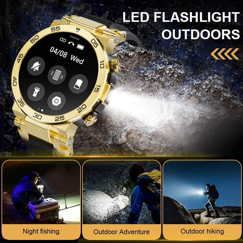 LIGE Fashion LED Flashlight Smart Watch For Men Custom Watch Face Bluetooth Call  Bracelet Sport Blood Oxygen Monitor Smartwatch