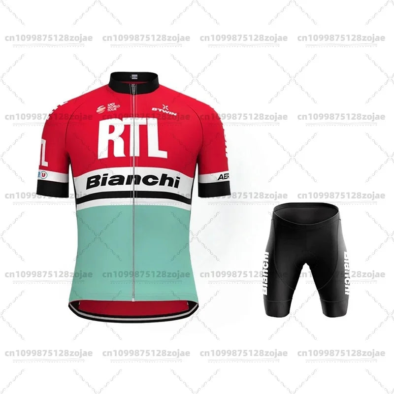 2025 Men's Retro Short Sleeve Jersey BIANCHI Cycling Jersey Bicycle Summer Short Sleeve Quick Dry Cycling Suit Kit
