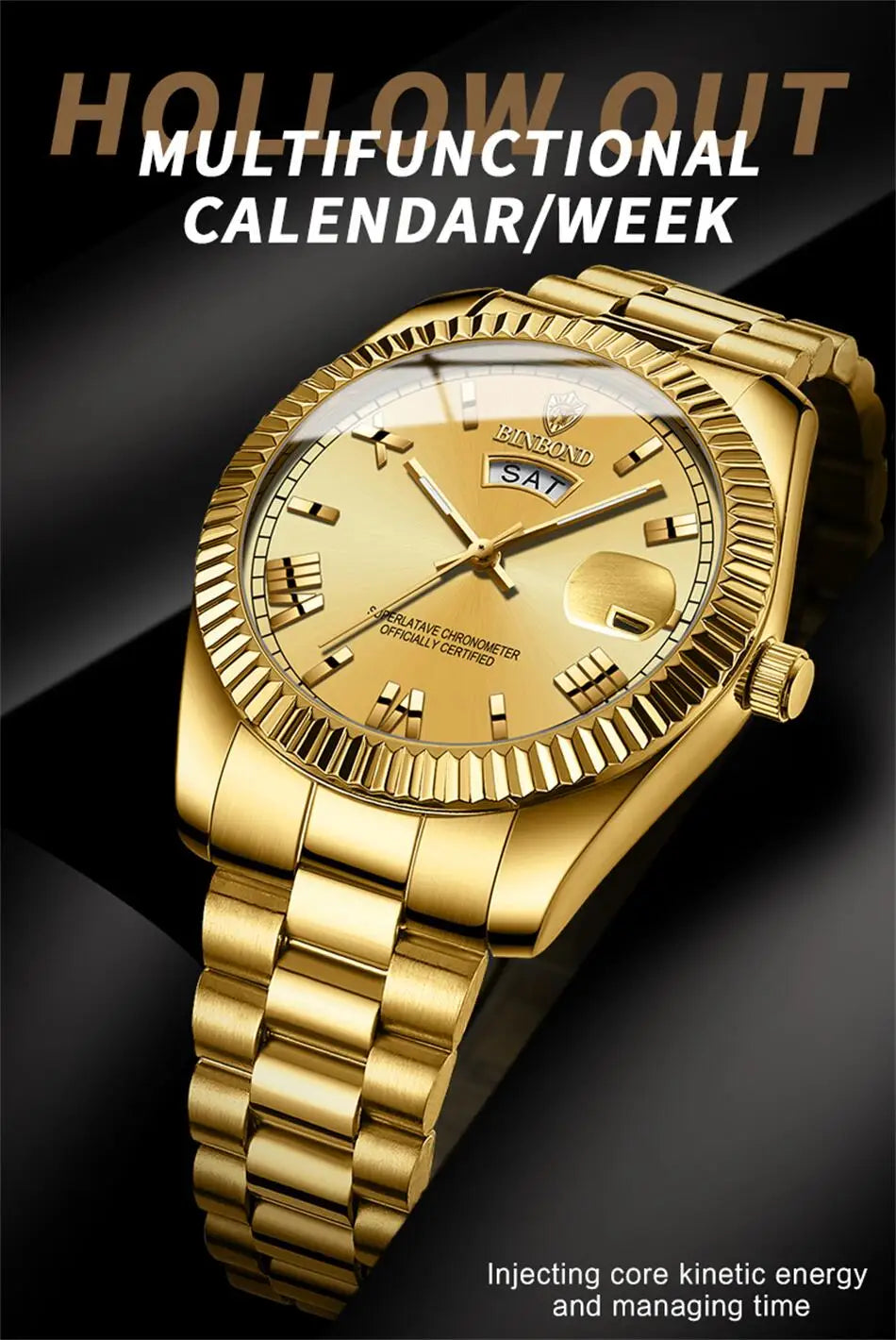 2025 New Men Business Watches Fashion Arabic Dial Steel Band Male's Luminous Waterproof Quartz Watch Set(Gift box regulator Box）