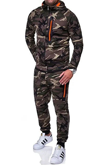 2025 New Men's Sportswear Set Two-piece Casual Jogging Warm Breathable Fitness Sportswear Set Military Tactical Hoodie + Trouser