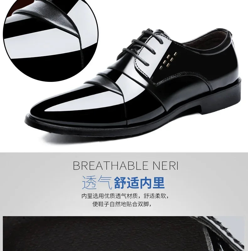 Business Dress Men Shoes Luxury Mens Dress Shoes Patent Leather Oxford Shoes for Men Oxfords Footwear High Quality Leather